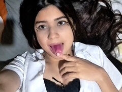 Wild college girl shows off her luxurious tits