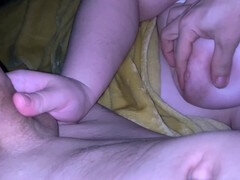 Pregnant woman with milking breasts gets pleasured and showered with cum