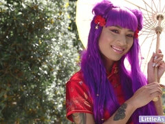 Guy seduced by hot red dress Asian teen