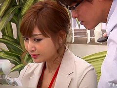 japanese office chick Asuka Kirara blackmailed and pummeled in the office