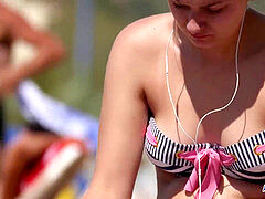 topless Beach teenagers hidden cam HD