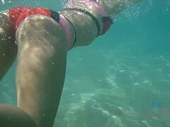 Leie, Arsch, Strand, Blasen, Freundin, Höschen, Pov, Muschi