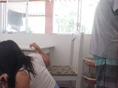 Leie, Grosser schwanz, Schwarz, Blasen, Gehörnter ehemann, Küche