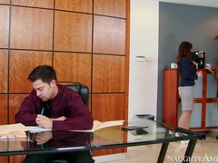 Caucasian Darla Crane fucking in the office with her tits