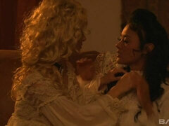 デカパイ, レズビアン, なめる, 下着, オマンコ, 剃毛, ストリッピング, オッパイの