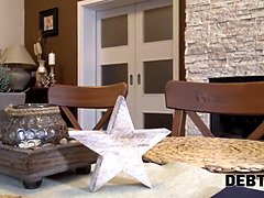 Watch this redhead MILF undress and fuck her pregnant pussy for cash