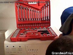 Stor svart kvinne, Blond, Barmfager, Bestemor, Moden, Stemor, Trekant, Leker