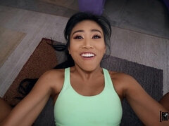 Sex-hungry lovers finish their workout with a POV anal game