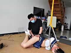 Chinese bondage and tickle in white socks