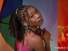 Black hottie with natural boobs gets fucked balls deep