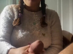 Filipina Maid Enjoys Jerking Giant Cock - Facial Cumshot Training