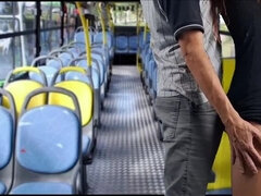 Public Bus Sex with Teen Redhead Skinny Brazilian - Blowjob, Handjob, Cumshot in Uniform