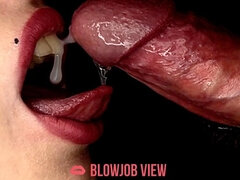 Enthousiasteling, Pijpbeurt, Stel, Sperma in mond, Erotisch, Fetisj, Rijpe lesbienne