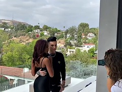 Amateur BTS les 3some pussyeating and strapon sex with queer