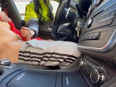 Public Car Jerk Off - Security Guard Girl Helps Me Cum