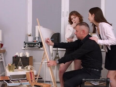 오랄섹스, 흑갈색 머리, 도기스타일, 얼굴에, 피어싱, 빨간 머리, 청소년, 쓰리섬