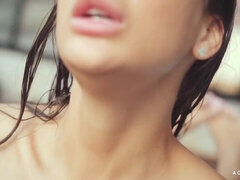 美女, デカパイ, 巨乳な, レズビアン, プール, 三人, オッパイの, 濡れ