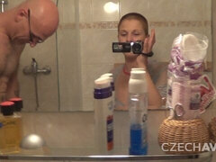 Amatør, Blondine, Hundestilling, Håndjob, Hjemmelavet, Barberet, Mager, Teenager