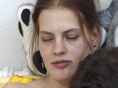 18, 아마추어, 오랄섹스, 커플, 얼굴에, 독일인, 머리카락이 많은, 타는