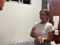 The neighbor asked me for the favor of fucking her fat pussy and ass