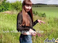 아마추어, 오랄섹스, 입에 사정, 야외의, 공개적인, 빨아들이는