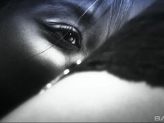 Noire, Brunette brune, Tir de sperme, Faciale, Interracial, Lingerie