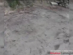 Blondína, Auto, Striekanie semena, Štvorica, Nemecké, Skupina, Prirodzené prsia, Realita