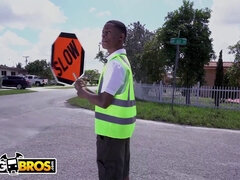 Lil D the Crossing Guard smashes Rose Monroe's big black ass on his face