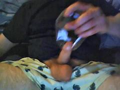Grosser schwanz, Flasche, Schwul, Behaart, Hardcore, Masturbation, Solo, Ablutschen