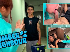 Young Neighbor Plumber Unclogs My Pipes - Thiago Lopez & Celeste Alba