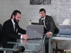 항문, 더블 삽입, 얼굴에, 갈라지는, Hd, 밀프, 사무실, 쓰리섬