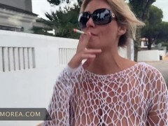 Ekshibicjonizm, Niemiecki, Dojrzałe, Mamuśka, Nagość, Na wolnym powietrzu, Palenie, Pończochy