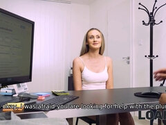 Intervju, Blondin, Fötter, Hd, Ungersk, Kontor, Fitta, Rakad