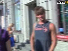 Szőke, Arcra élvezés, Lóvé, Szabadban, Harisnyanadrág, Nyilvános, Hármas