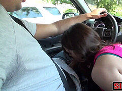 18 éves, Amatőr, Cumizás, Gesztenyebarna, Gépkocsi, Tini