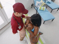 Stor rumpe, Svart, Kukk suging, Bakfra, Mørk, Hd, Raseblandet, Pupper