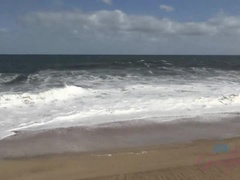 Leie, In den arsch, Strand, Braunhaarige, Fussjob, Öl, Muschi, Titten