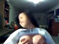 素人, アジア人, カワイイ, 露出狂, オッパイの, ウェブカメラ