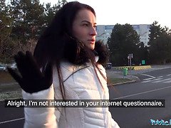 Lexidona's natural tits bounce as she gets multiple orgasms from public agent's huge cock