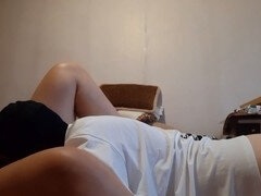 Intense orgasm makes her legs shake, passionate real homemade sex with loud moans