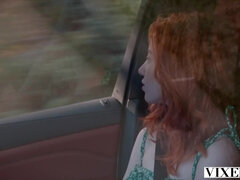 18, 자연의 가슴, 야외의, 보지, 빨간 머리, 타는, 러시아인, 젖가슴