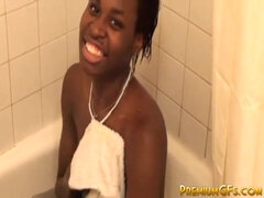 PREMIUMGFS - Huge-Titted bathing ebony frigs her fuckbox