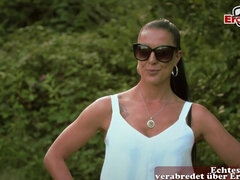 Tetona Alemana - Forest outdoor hardcore with gorgeous busty brunette