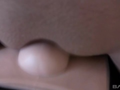 Blonde cums all over a Sybian in this solo masturbation scene