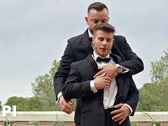 Allen King kneels to greedily suck Sir Peters long, thick cock before taking a ride on it - PAPI