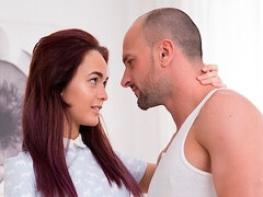 Amatør, Soverom, Stor kukk, Kukk suging, Bakfra, Naturlige bryster, Rødtopp, Tynn