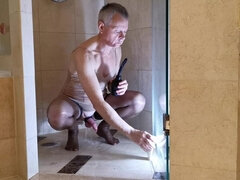 Anal, Por trás do pano, Jato de porra, Fetiche, Lingerie, Masturbação, Solo chão, Meias finas