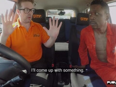 FAKEHUB - IR driving professor COUGAR pulverized in van by BIG BLACK COCK mechanic guy