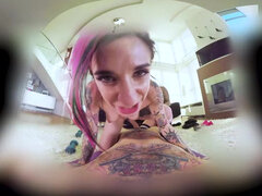Petite gals Joanna Angel and Mia Madison using one cock VR