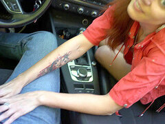 Stor kukk, Kukk suging, Bil, Utendørs, Offentlig, Rødtopp, Russer, Tenåring